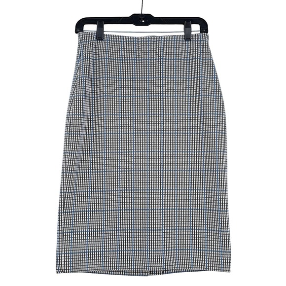 Ann Taylor Dresses & Skirts - Ann Taylor Pencil Skirt Women S Poly Cotton Blend Blue Black White Plaid‎